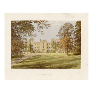 Late 1800s, Mulgrave Castle in Yorkshire, Original Antique English Castle Print, Lithograph, England