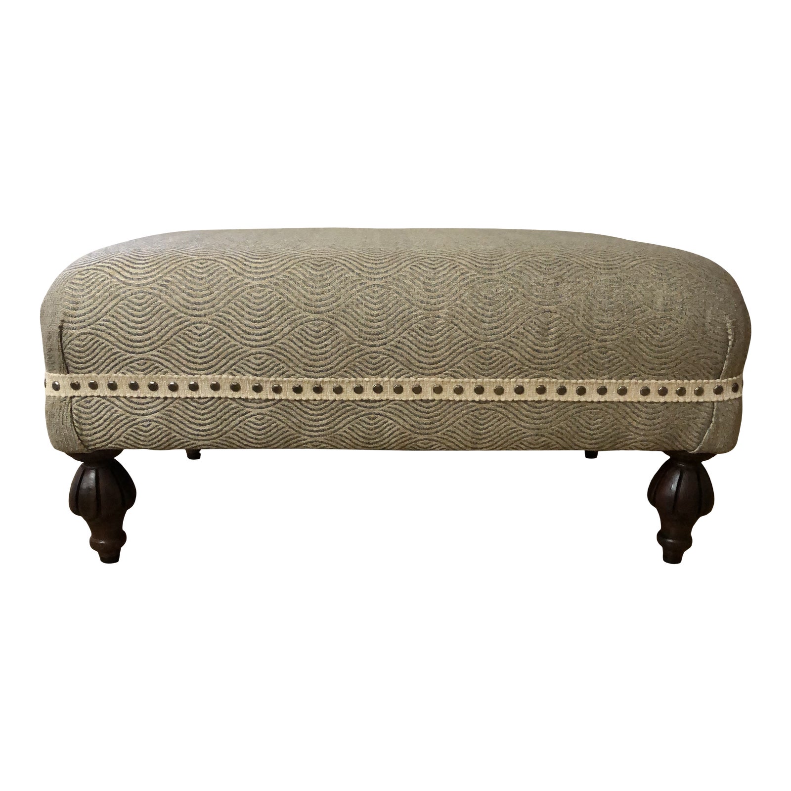 Upholstered Ottoman With Fluted Legs Chairish