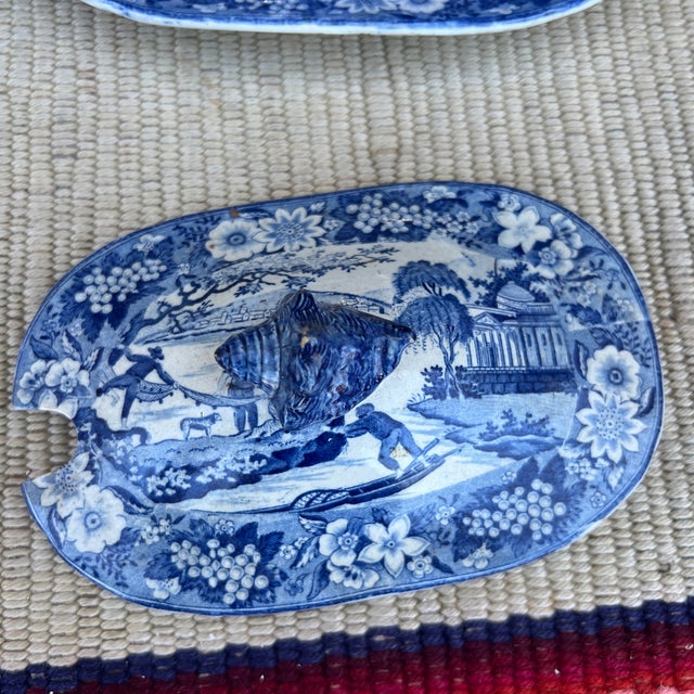 A Antique Pearlware Blue Transfer Decorated Sauce Tureen W/Lid and Tray. Circa 1820's For Sale - Image 12 of 12