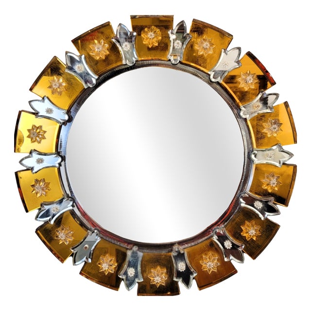 Mid-Century Sunburst Mirror in Murano Glass, 1960s For Sale