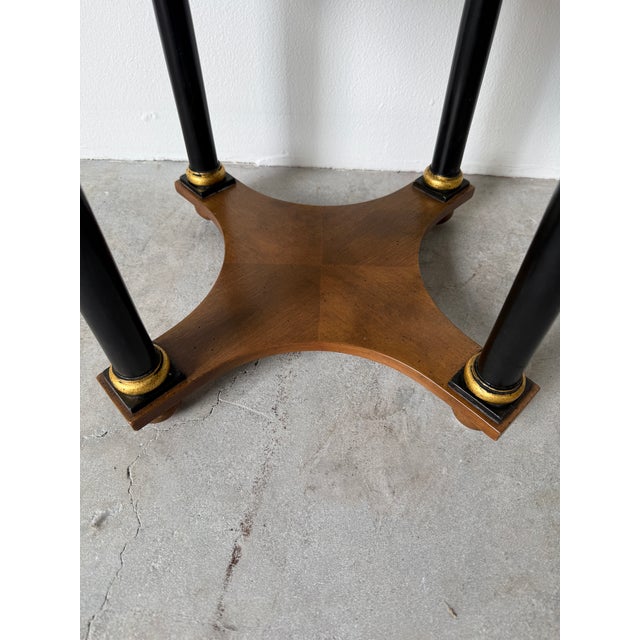 1970s Baker Furniture Regency Style Wooden Side Table With Octagonal Burlwood Top For Sale - Image 11 of 18