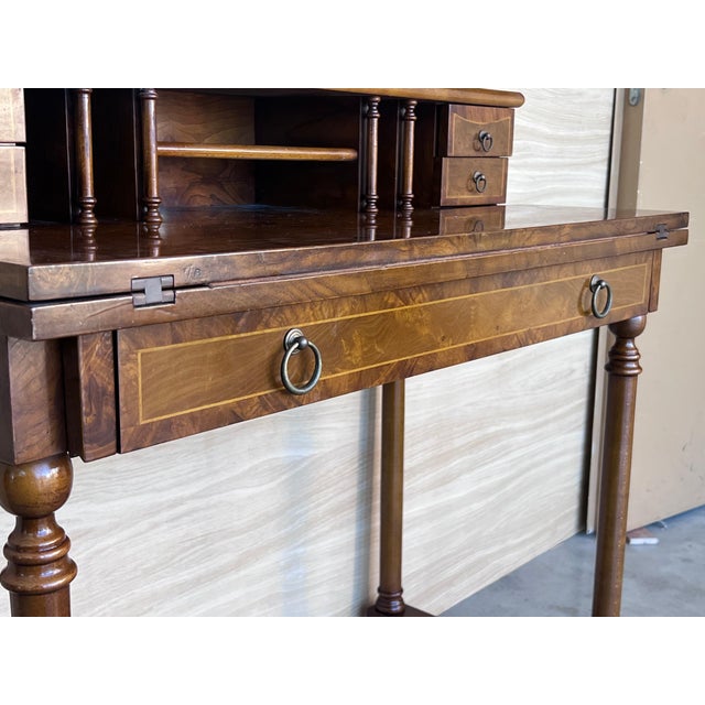 Wood Early 20th Century French Walnut Venner Desk, 1940s For Sale - Image 7 of 18