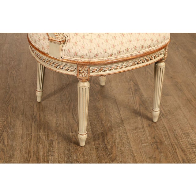 2000 - 2009 French Louis XVI Style Pair of Cream Painted Armchairs For Sale - Image 5 of 18
