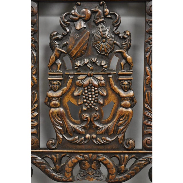 Wood Late 19th Century Antique Italian Renaissance Carved Walnut Throne Armchair With Winged Cherubs For Sale - Image 7 of 12