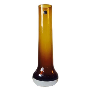 Mid-Century Yellow Smoked Glass Vase by Bo Bergstrom for Aseda Glasbruk, 1960s For Sale