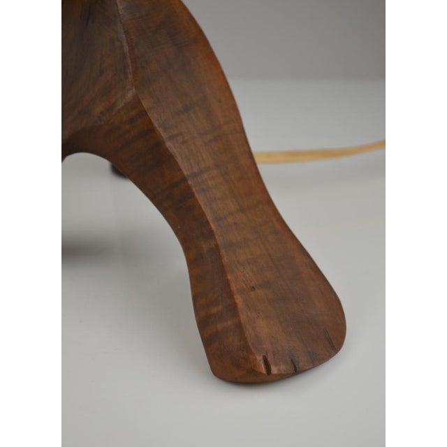 Brutalist French Brutalist Table Lamp in Olive Wood, 1950s For Sale - Image 3 of 15