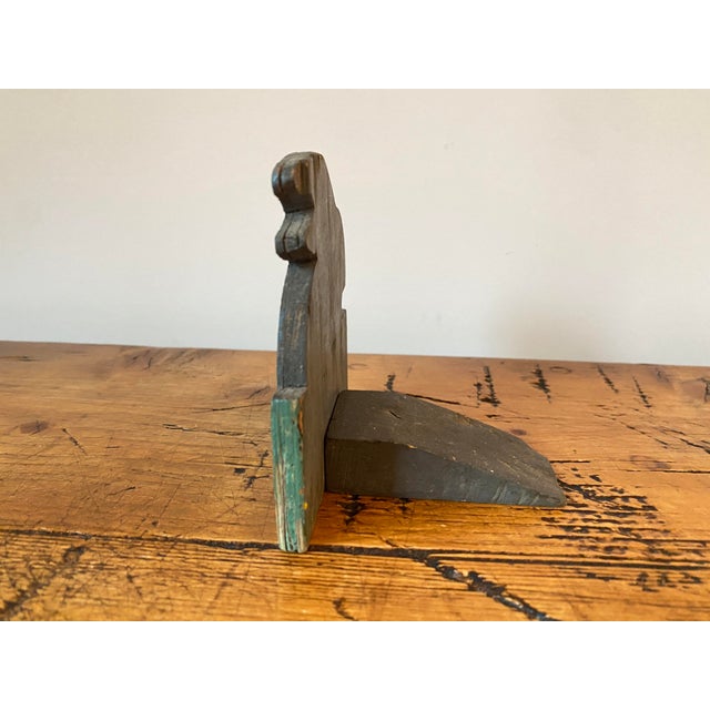 Mid 20th Century Vintage Folk Art Small Wood Bunny Rabbit Doorstop For Sale - Image 5 of 7