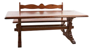 Table with Bench in Wood, 1960s, Set of 2