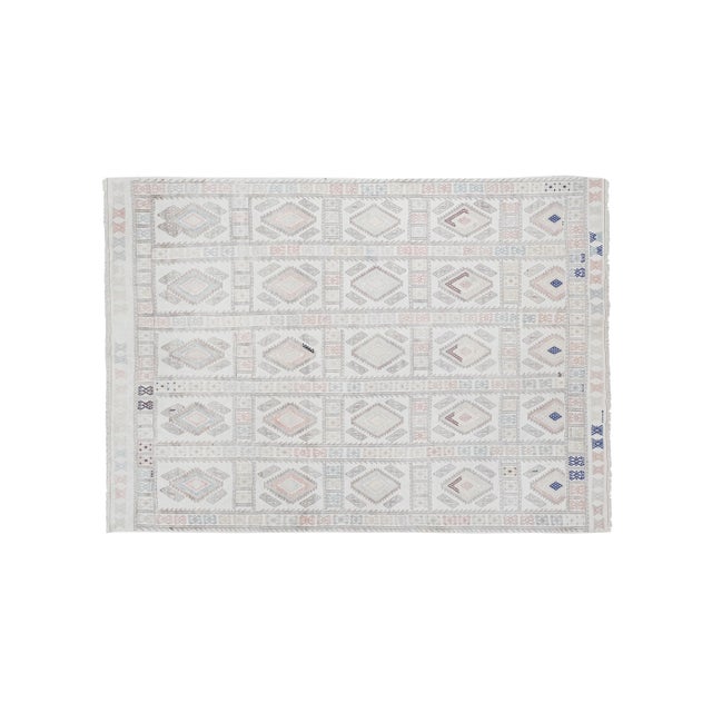 Turkish Faded Kilim Rug 4'1'' X 7'1'' 61.4" x 85.0" / 156 x 216 Cm Hand woven with high quality pure wool Excellent...