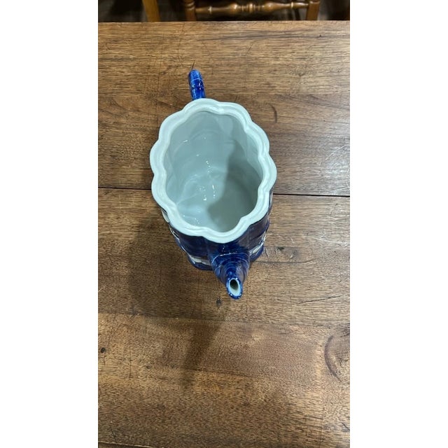 Traditional Vintage Blue & White Ceramic Fruit Teapot For Sale - Image 3 of 6
