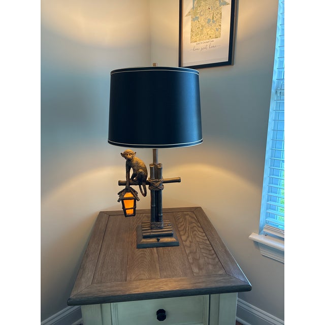 Mid 20th Century Maitland Smith Style Monkey Bamboo Table Lamp For Sale - Image 9 of 14