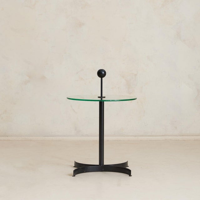 1980s Vintage Italian Iron + Glass Top Side Table - 2 Available For Sale - Image 5 of 11