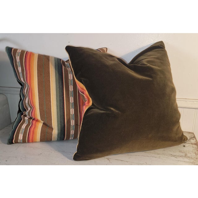 Theses amazing serape pillows are made from vintage Ralph Lauren fabric and have mohair backings.Sold as a pair.Down &...