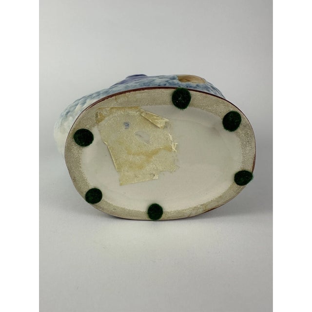 Ceramic Vintage MCM Blues Ceramic Handpainted Fish Pitcher Vase For Sale - Image 7 of 7
