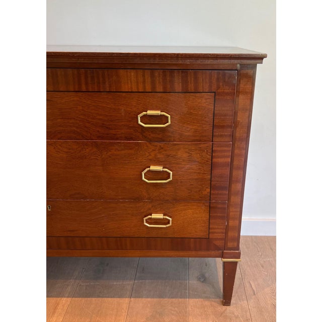 1950s Neoclassical style chest of drawers in wood and brass For Sale - Image 9 of 12