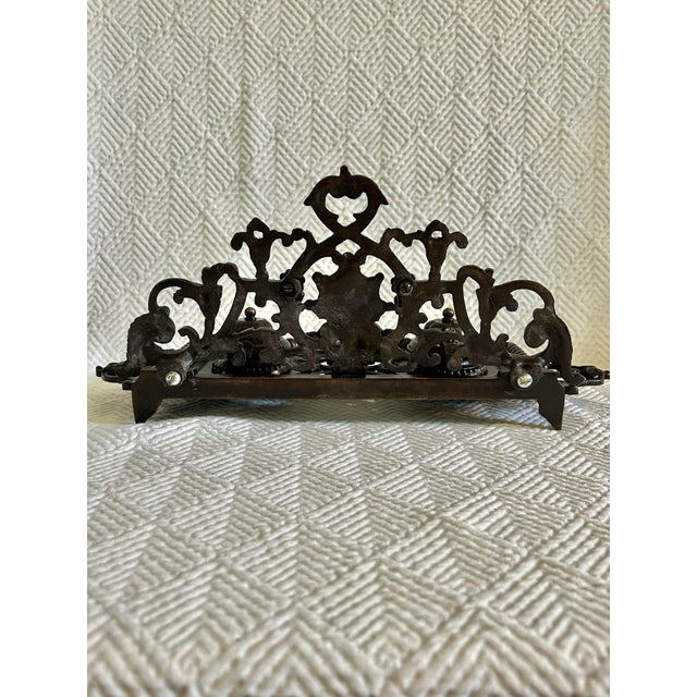 Antique Bronze Victorian Rococo Revival Double Inkwell For Sale - Image 4 of 11