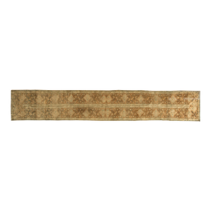 Antique Indian Beige and Brown Handmade Wool Runner Fragment