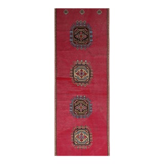 Vintage Mid-Century Red and Tan-Gold Medallion Style Wool Rug For Sale