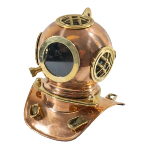 Mid-Century Decorative Brass and Copper Miniature Desktop Diving Helmet