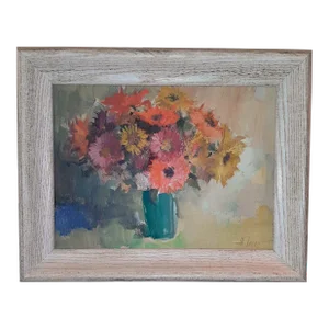 Floral Vase Still Life Painting Signed