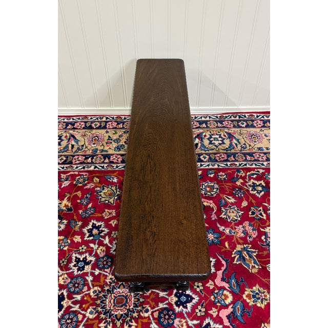 Antique English End-of-Bed Bench Window Seat Settee Carved Oak C. 1900 For Sale - Image 11 of 12