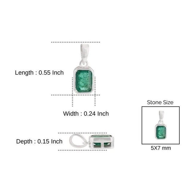 Dainty Natural Emerald Pendant in 925 Sterling Silver For Sale - Image 9 of 11