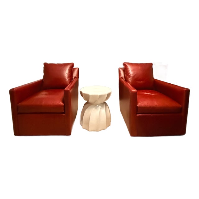 C R Laine Red Leather Chairs For Sale