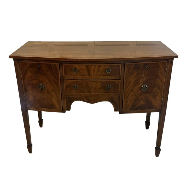 Antique Edwardian Flame Mahogany Bow Front Sideboard, 1900 For Sale