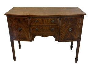 Antique Edwardian Flame Mahogany Bow Front Sideboard, 1900