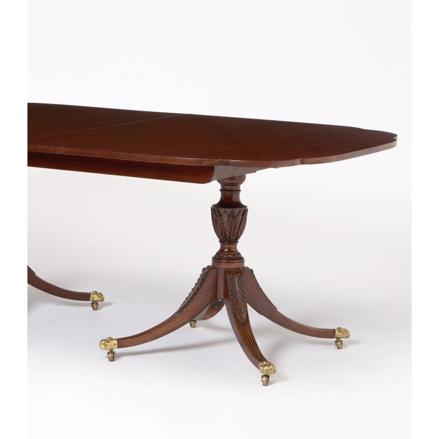 English George III Style Mahogany Double Pedestal Extending Dining Table For Sale - Image 4 of 10
