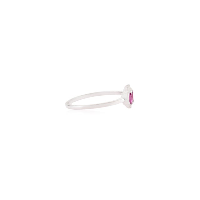 Not Yet Made - Made To Order Natural Ruby & Diamond Three Stone Stackable Bezel Band Size 6.5 in 14k White Gold For Sale - Image 5 of 13