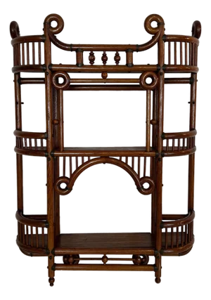Bentwood and Brass Wall Shelves Unit. Austrian Art & Crafts Circa 1900