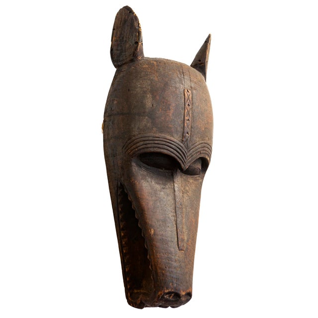 A Unique Antique Bamana Notomo Ceremonial Wood Dance Mask, Jacal.