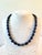 Gorgeous lapis beaded necklace with gold tone, clasp, and spacers designed by Matthew Izzo collection