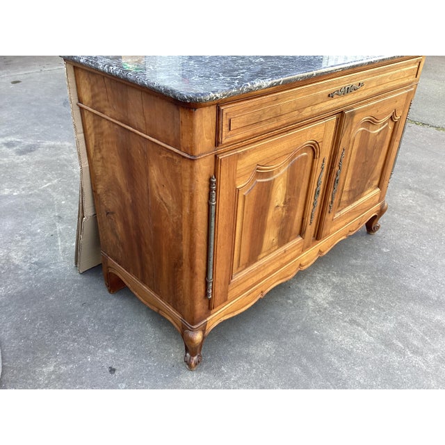 Late 19th Century French Cherry Buffet W/ Marble Top For Sale - Image 5 of 10