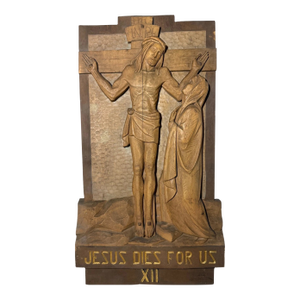 Share Vintage Hand Carved Religious Stations of the Cross Jesus Wall Sculpture Statue