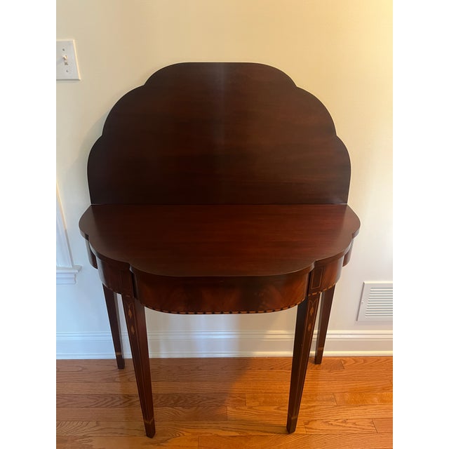Henkel Harris Federal Style Mahogany Inlaid Flip Top Game Table For Sale - Image 12 of 12