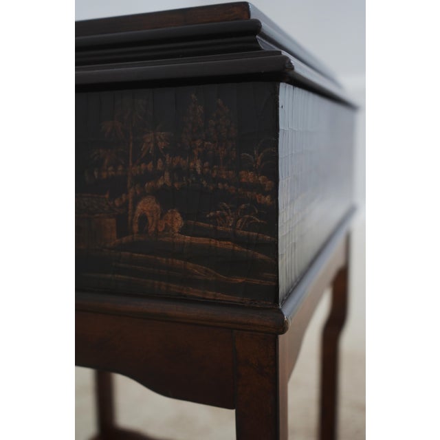 Ethan Allen Chinoiserie Decorated Flip Top Box For Sale - Image 12 of 15