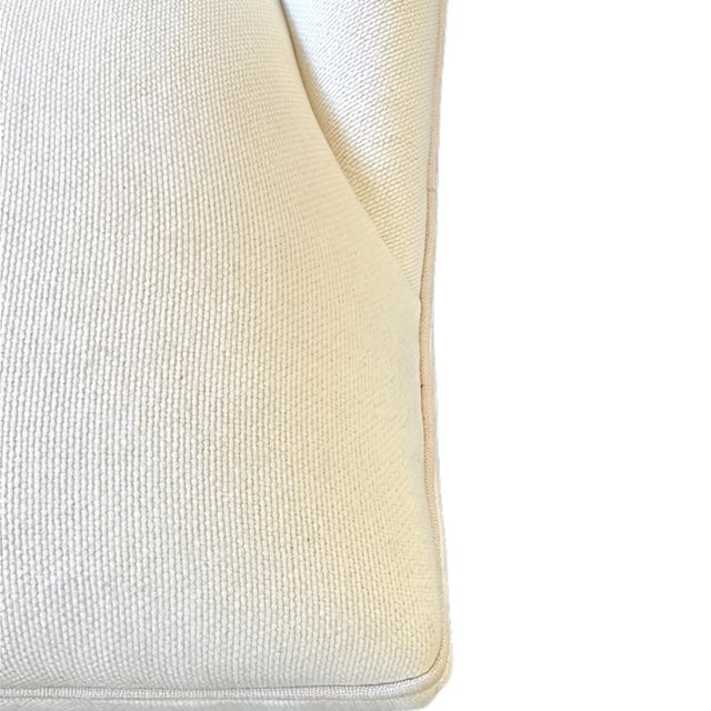 Lee Swivel Chair With Oak Plinth Base in White Linen, Pair For Sale In Wichita - Image 6 of 9
