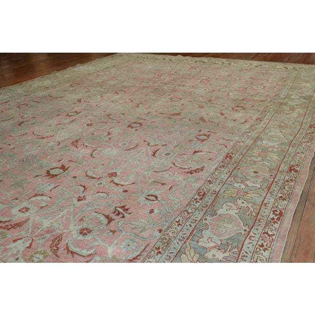 Deer Head Pink Antique Persian Bidjar Pictorial Room Size Rug For Sale - Image 4 of 18