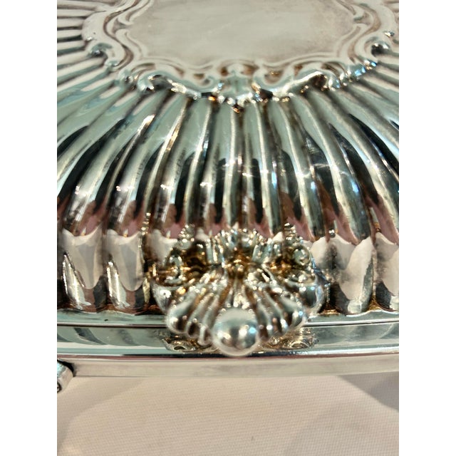 Vintage F B Rogers Silver Co Roll Top Baroque Butter Dish With Lion Mask Feet and Glass Liner For Sale In New Orleans - Image 6 of 9