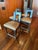 These are vintage Donghia counter-height stools featuring a sleek and modern design. The stools have a distinctive open-...