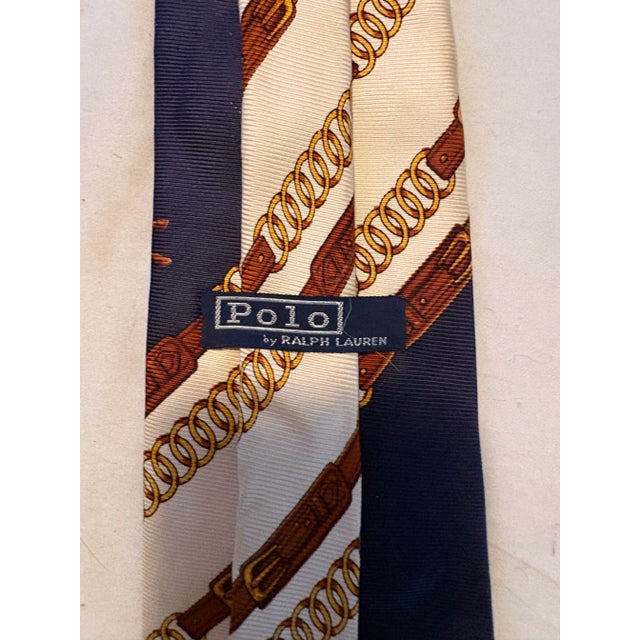 Boho Chic Polo - Ralph Lauren Vintage 1980’s Neck Tie Mens Polo Player Silk, Wide For Sale - Image 3 of 12