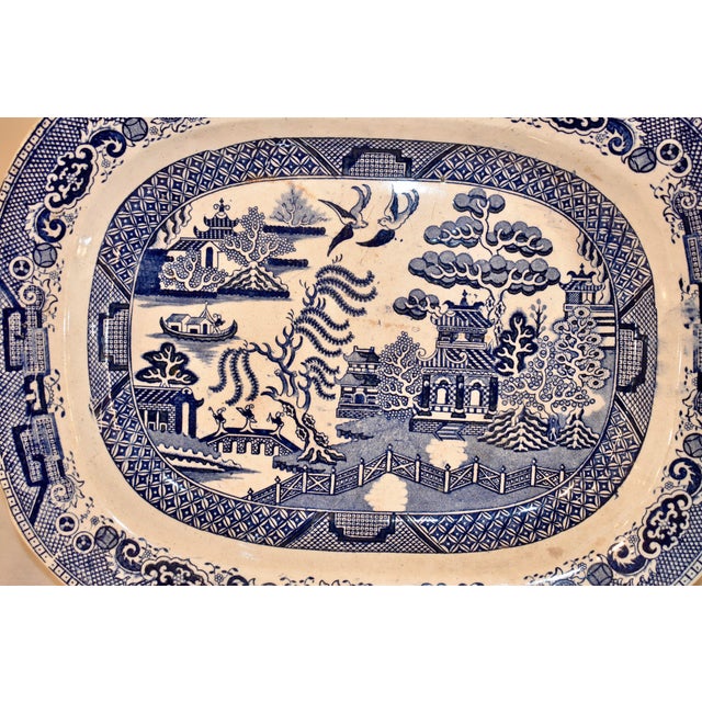 19th Century Blue Willow Stone China Platter For Sale In Greensboro - Image 6 of 11