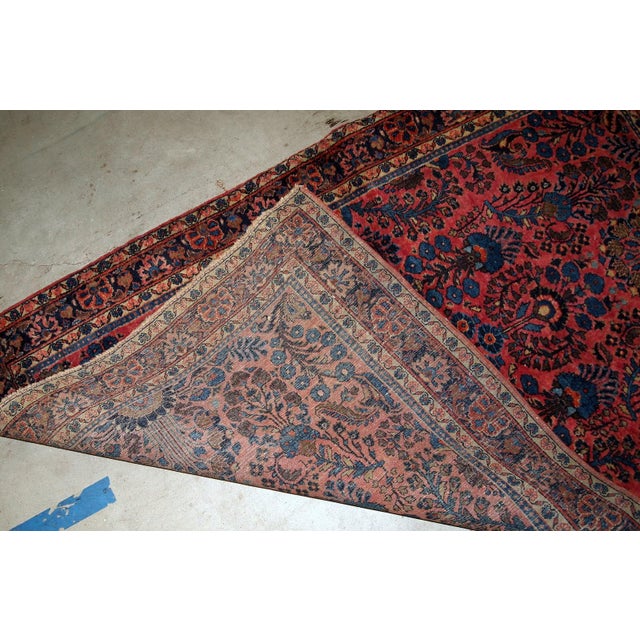 Textile 1910s, Handmade Antique Persian Sarouk Rug 3.1' X 5.5' For Sale - Image 7 of 8