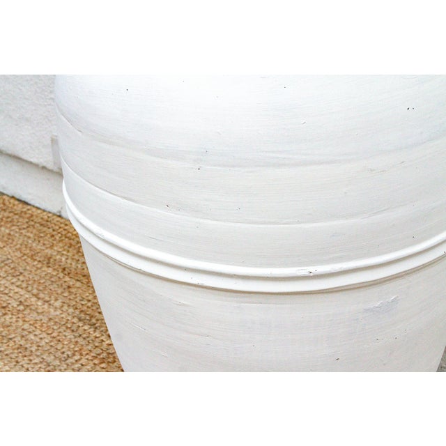 White Tall Mediterranean Style White Terracotta Planter For Sale - Image 8 of 9