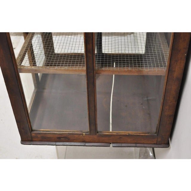 Brown Antique Wood & Glass Counter Top Display County Store Pie Safe Retail Cabinet For Sale - Image 8 of 11