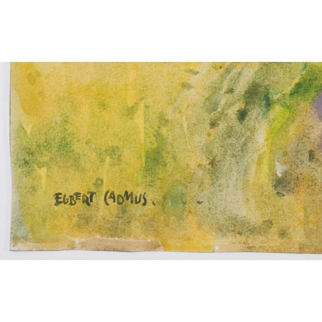 Vintage watercolor on paper by Egbert Cadmus (American, 1868-1939) of New Jersey landscape with split rail fence. An...