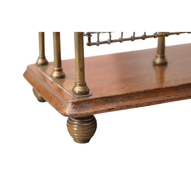 Wood 1920’s English Brass & Oak Magazine Rack For Sale - Image 7 of 9