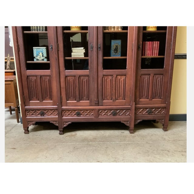 Brown Antique Neo-Gothic Display Bookcase, 1880s For Sale - Image 8 of 9